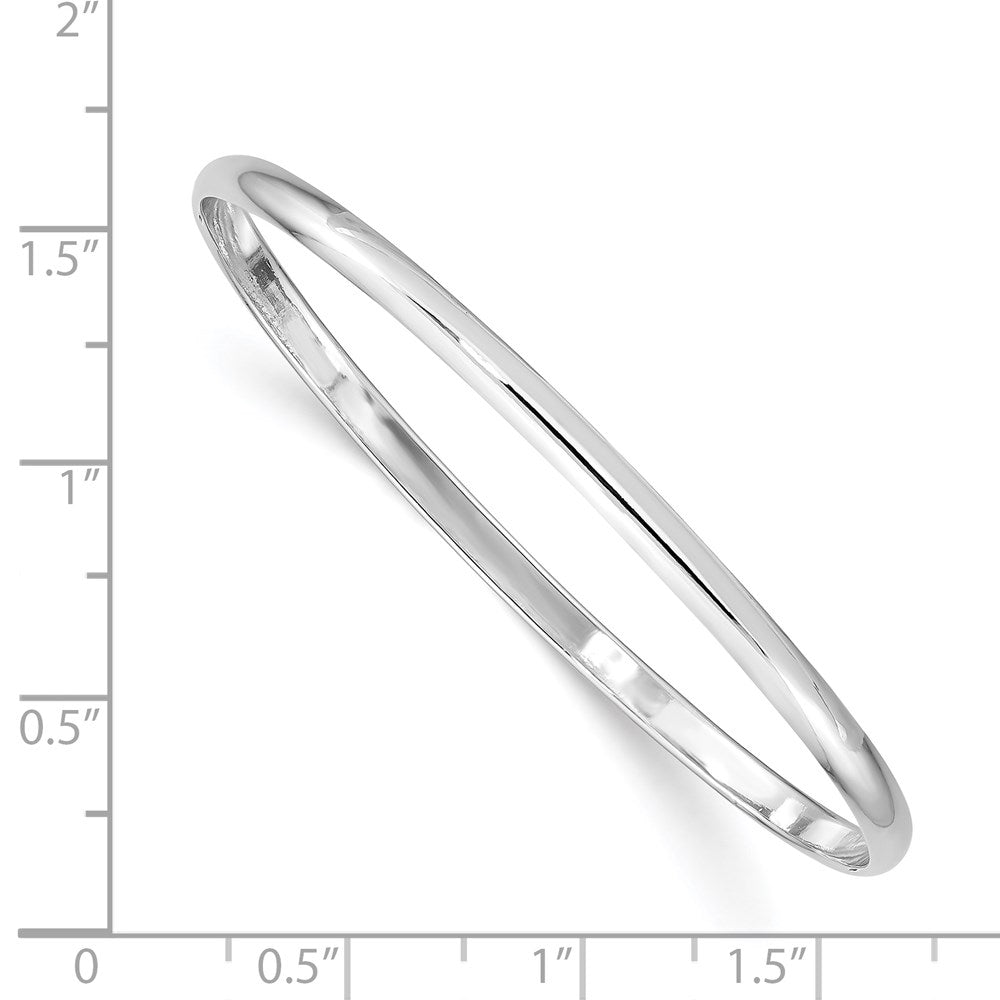 Sterling Silver RH-plated Polished 3mm Slip-on Youth Bangle Bracelet