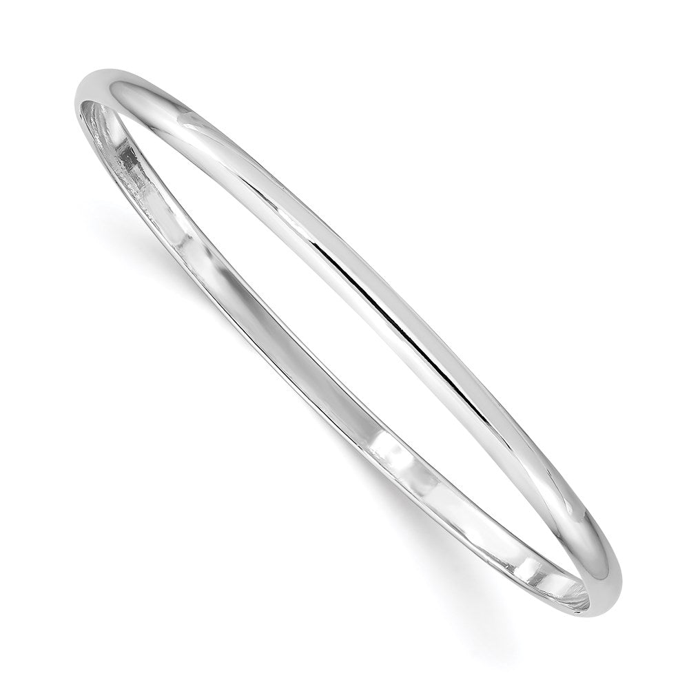 Sterling Silver RH-plated Polished 3mm Slip-on Youth Bangle Bracelet