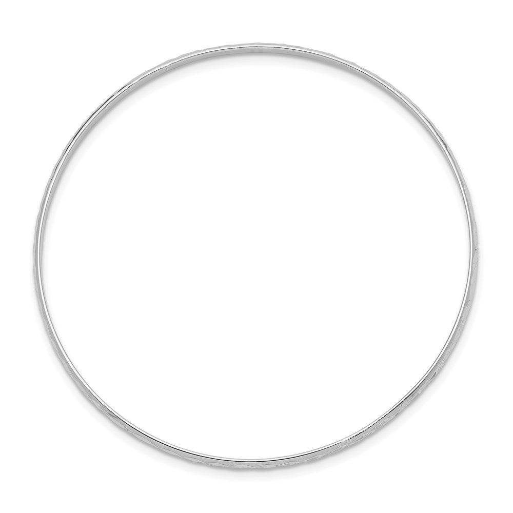 Sterling Silver RH-pltd Polished & D/C 2mm Slip-on Youth Bangle Bracelet