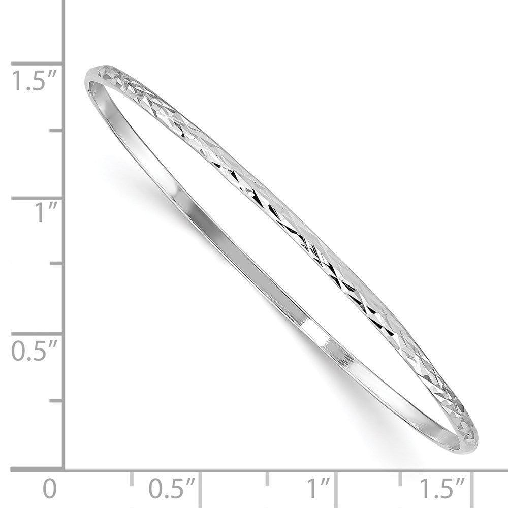 Sterling Silver RH-pltd Polished & D/C 2mm Slip-on Youth Bangle Bracelet