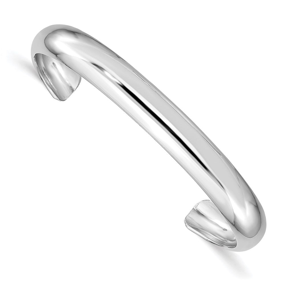 Sterling Silver RH-pltd 6mm Polished/Domed 40mm Inside Diameter Cuff Bangle