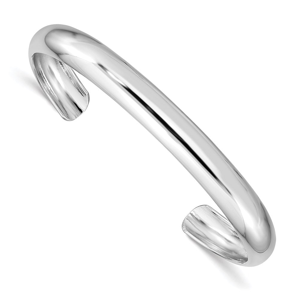 Sterling Silver RH-pltd 6mm Polished/Domed 45 Inside Diameter Cuff Bangle