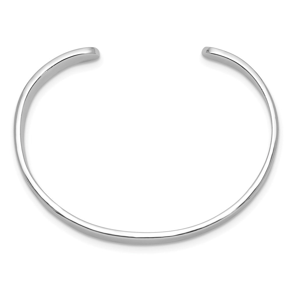 Sterling Silver RH-pltd 6mm Polished 40mm Inside Diameter Cuff Bangle