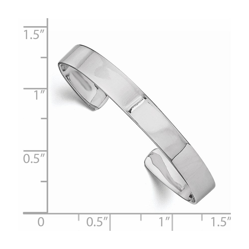 Sterling Silver RH-pltd 6mm Polished 40mm Inside Diameter Cuff Bangle