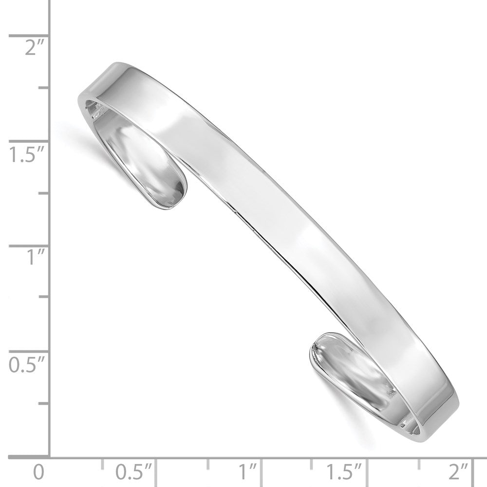 Sterling Silver RH-pltd 6mm Polished 60mm Inside Diameter Cuff Bangle