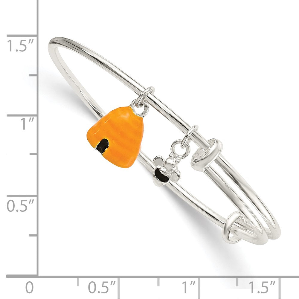 Sterling Silver Enameled Bee & Beehive Expandable Bangle