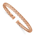 Sterling Silver Rose-tone Polished and Textured Bangle
