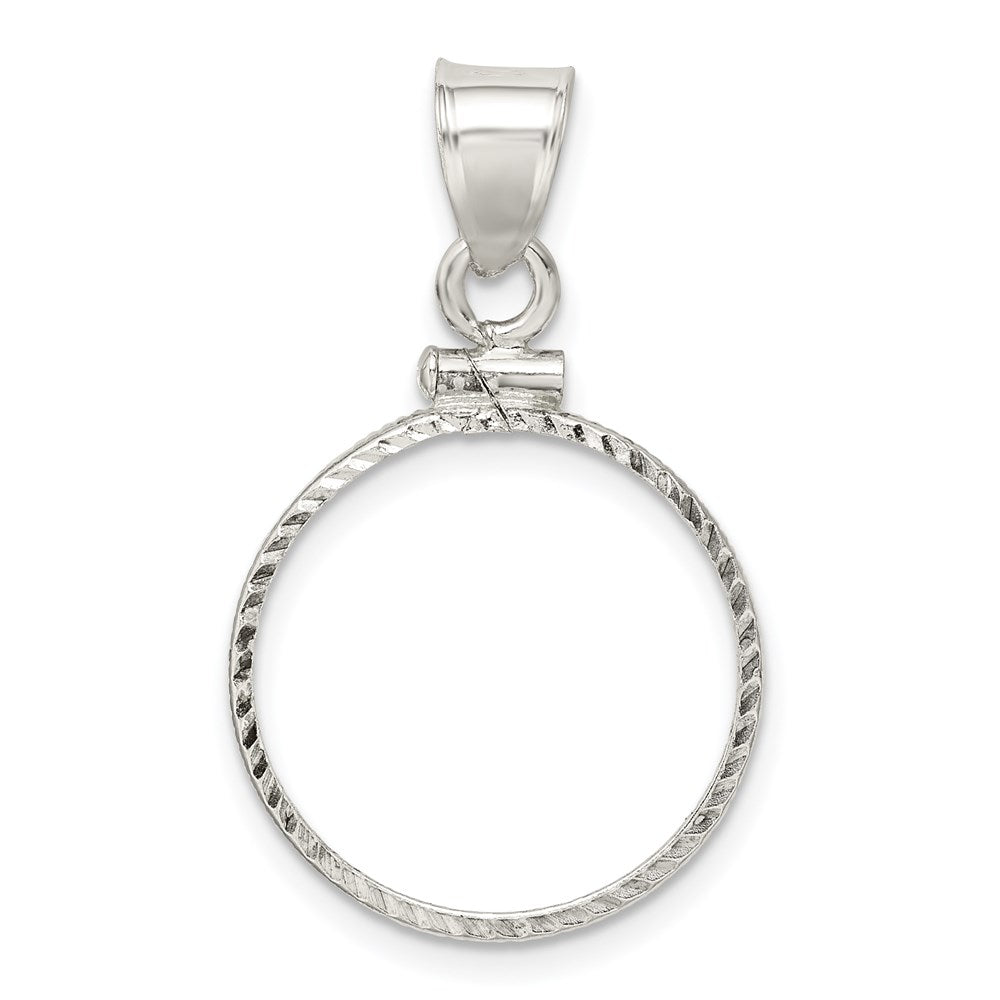 Sterling Silver 19.1 x 1.5mm $0.01 Screw Top Coin Diamond-cut Bezel Pendant