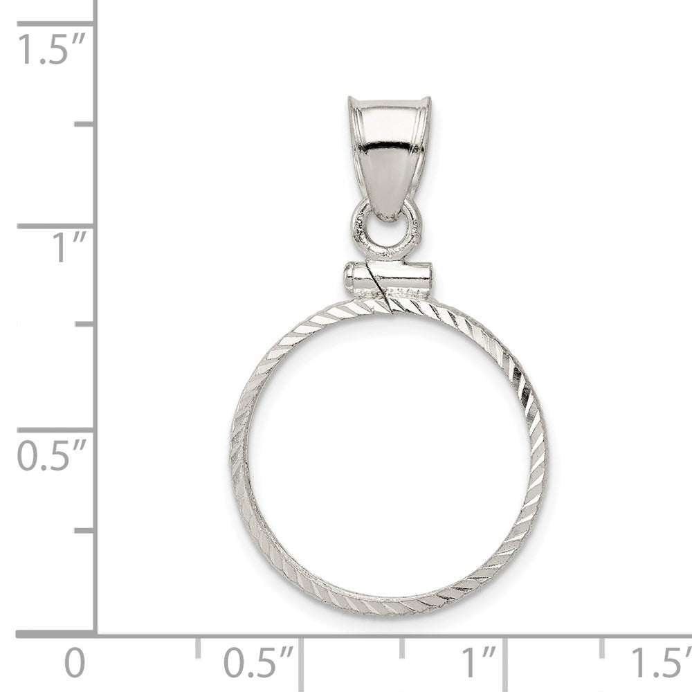 Sterling Silver 19.1 x 1.5mm $0.01 Screw Top Coin Diamond-cut Bezel Pendant