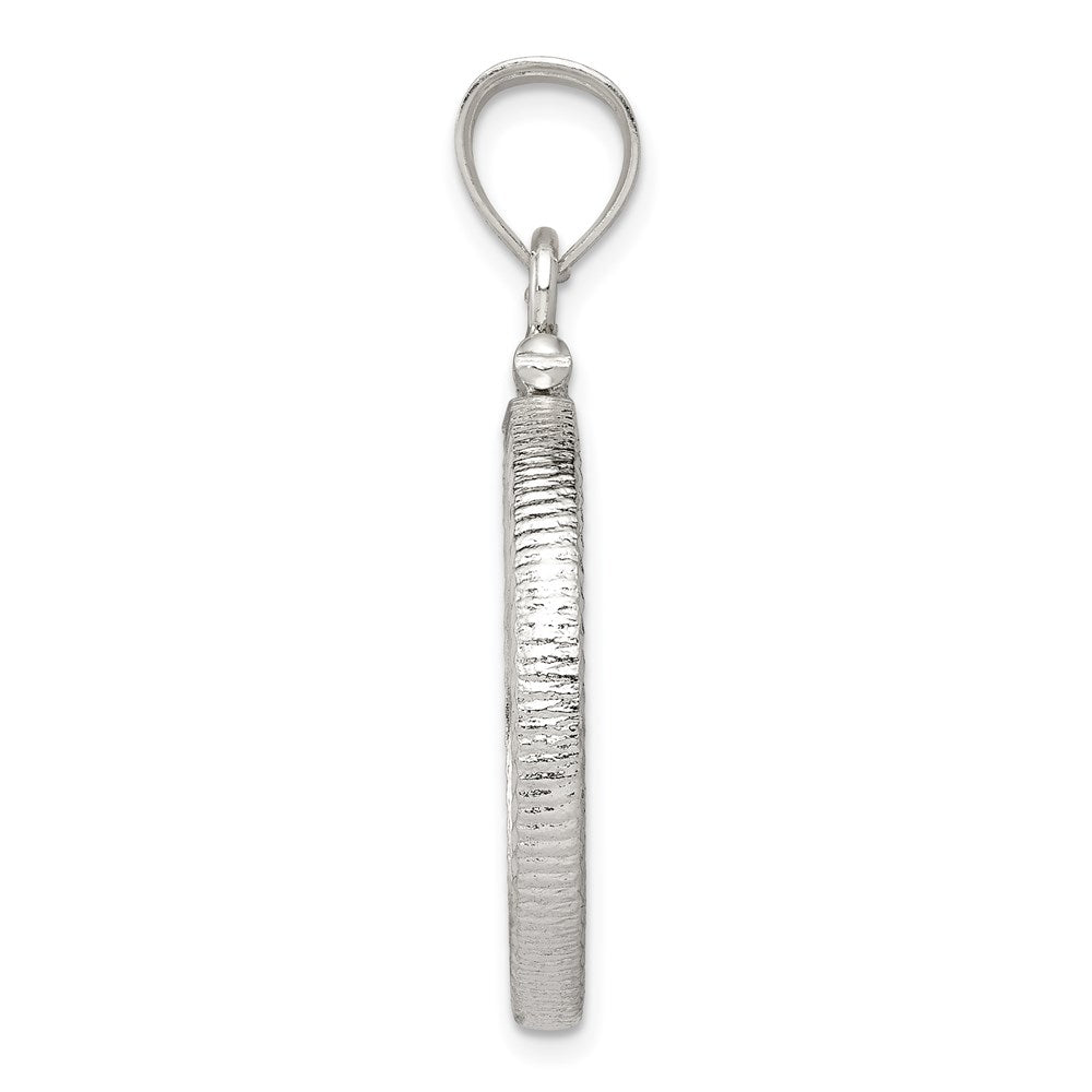 Sterling Silver 21.1 x 2mm $0.05 Screw Top Coin Diamond-cut Bezel Pendant