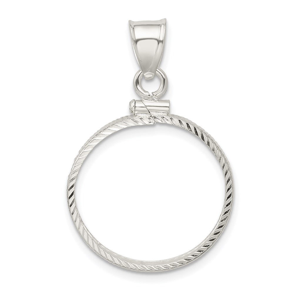Sterling Silver 21.1 x 2mm $0.05 Screw Top Coin Diamond-cut Bezel Pendant
