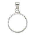 Sterling Silver 21.1 x 2mm $0.05 Screw Top Coin Diamond-cut Bezel Pendant