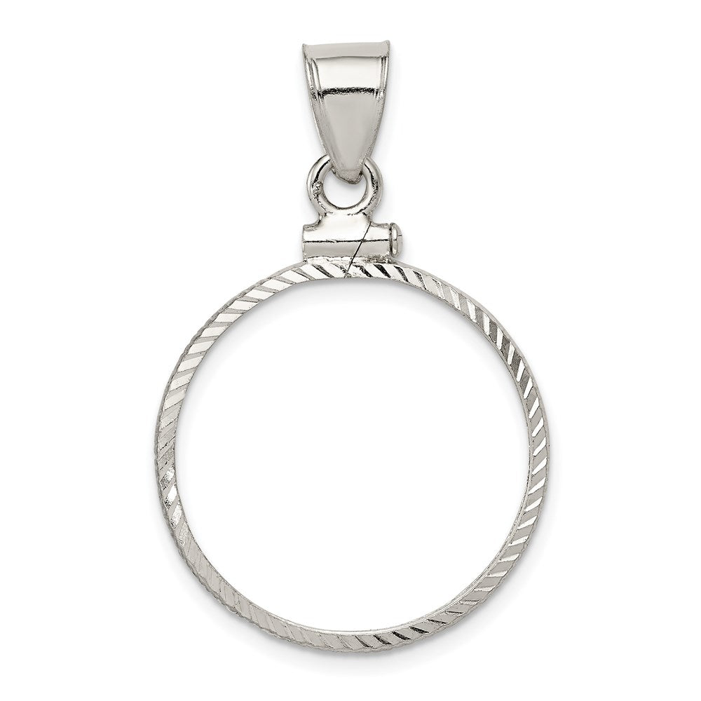 Sterling Silver 21.1 x 2mm $0.05 Screw Top Coin Diamond-cut Bezel Pendant