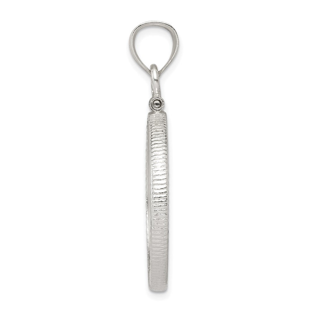 Sterling Silver 24.1 x 1.7mm $0.25 Screw Top Coin Diamond-cut Bezel Pendant