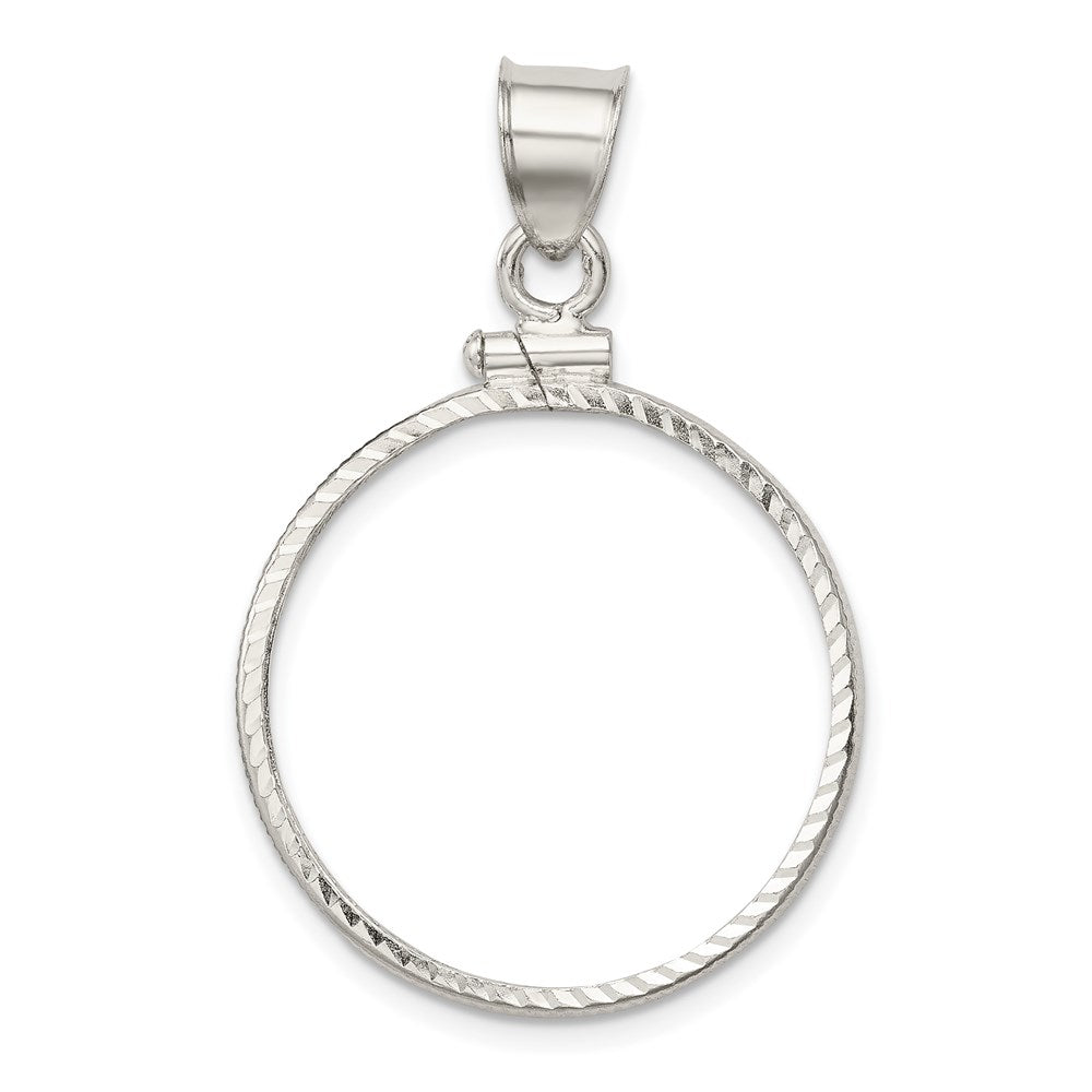 Sterling Silver 24.1 x 1.7mm $0.25 Screw Top Coin Diamond-cut Bezel Pendant
