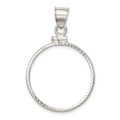 Sterling Silver 24.1 x 1.7mm $0.25 Screw Top Coin Diamond-cut Bezel Pendant