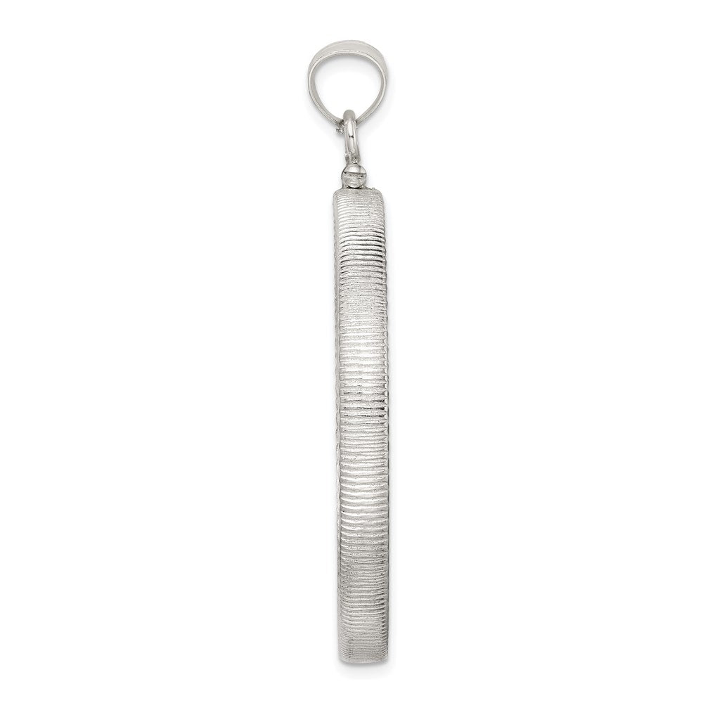 Sterling Silver 39.4 x 3.1mm 1 oz. Screw Top Coin Diamond-cut Bezel Pendant