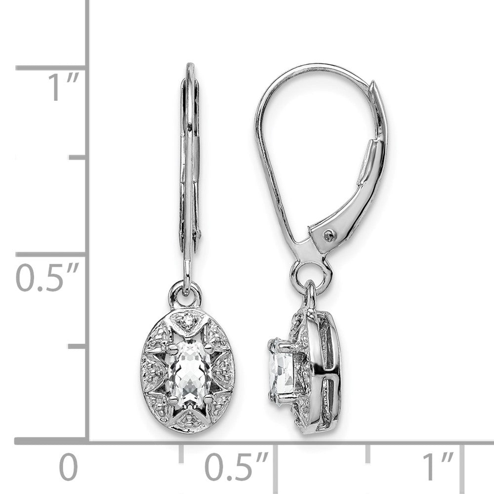 Sterling Silver Rhodium-plated Diam. & White Topaz Earrings
