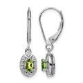 Sterling Silver Rhodium-plated Diam. & Peridot Earrings