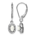 Sterling Silver Rhodium-plated Diam. & Created Opal Earrings