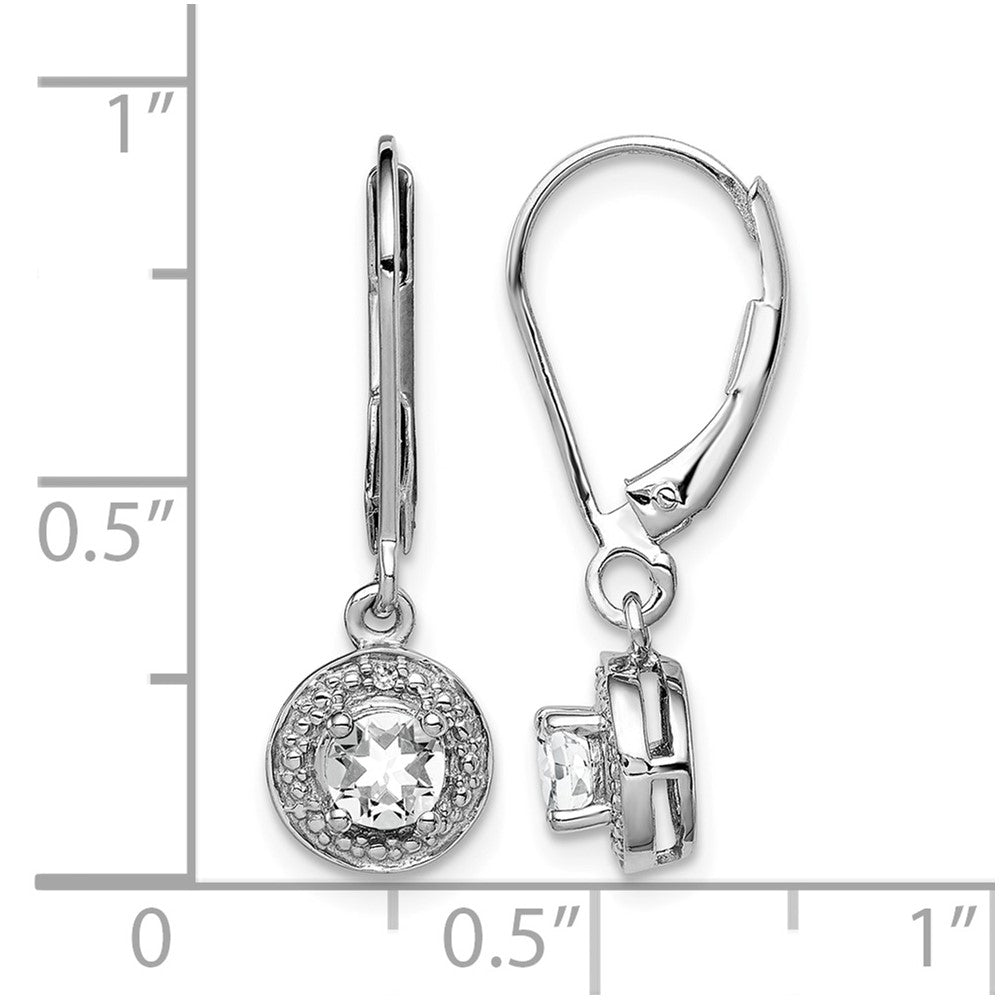 Sterling Silver Rhodium-plated Diam. & White Topaz Earrings