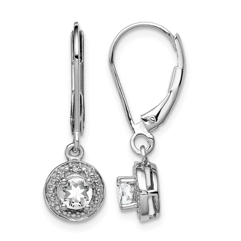 Sterling Silver Rhodium-plated Diam. & White Topaz Earrings
