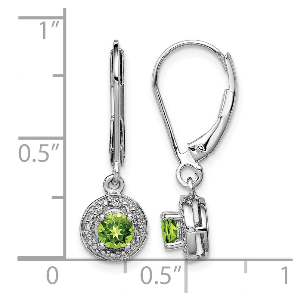 Sterling Silver Rhodium-plated Diam. & Peridot Earrings
