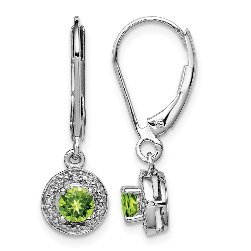 Sterling Silver Rhodium-plated Diam. & Peridot Earrings