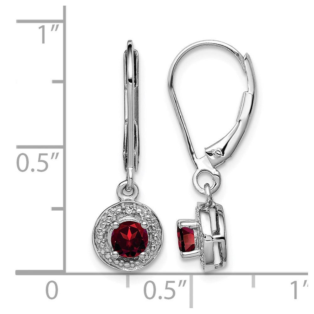 Sterling Silver Rhodium-plated Diam. & Garnet Earrings
