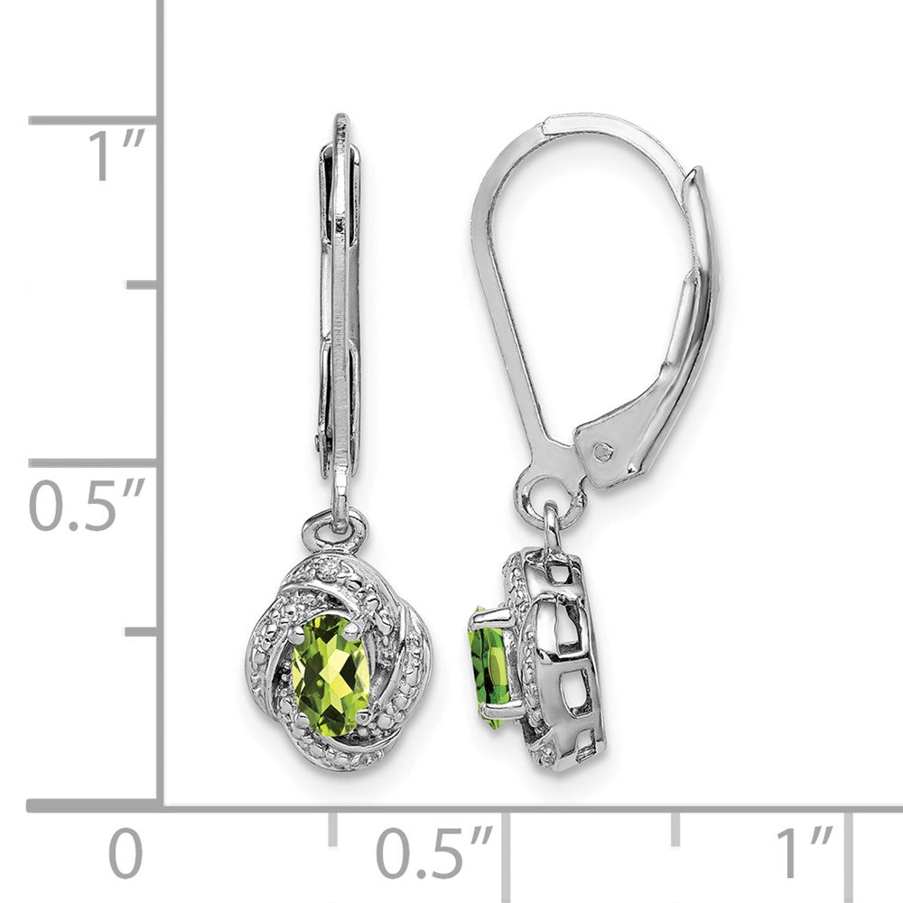 Sterling Silver Rhodium-plated Diam. & Peridot Earrings