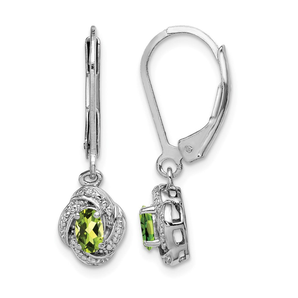 Sterling Silver Rhodium-plated Diam. & Peridot Earrings