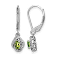Sterling Silver Rhodium-plated Diam. & Peridot Earrings