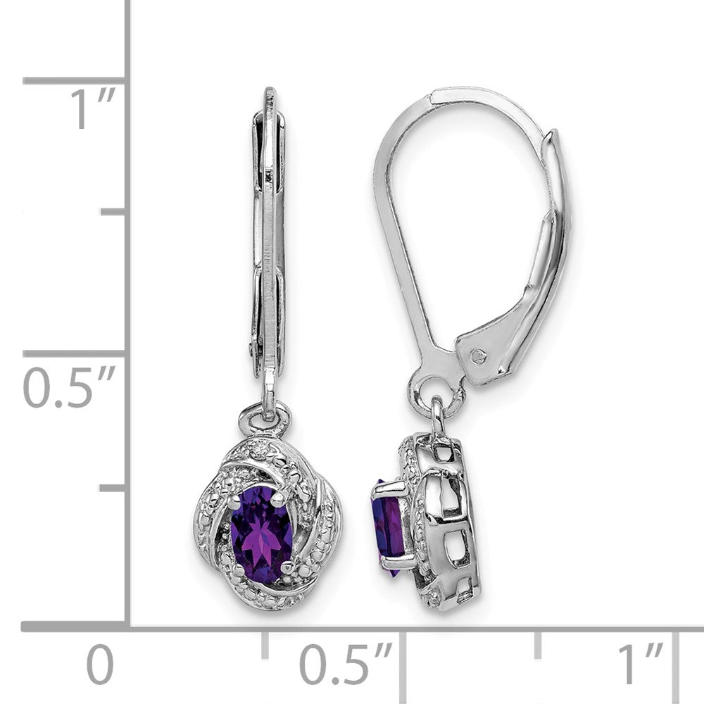 Sterling Silver Rhodium-plated Diam. & Amethyst Earrings