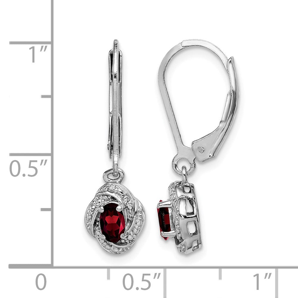 Sterling Silver Rhodium-plated Diam. & Garnet Earrings