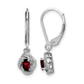 Sterling Silver Rhodium-plated Diam. & Garnet Earrings