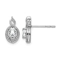 Sterling Silver Rhodium-plated White Topaz & Diam. Earrings