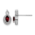 Sterling Silver Rhodium-plated Garnet & Diam. Earrings