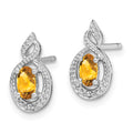 Sterling Silver Rhodium-plated Citrine & Diam. Earrings
