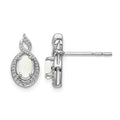 Sterling Silver Rhodium-plated Created Opal & Diam. Earrings