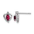 Sterling Silver Rhodium-plated Created Ruby & Diam. Earrings