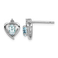 Sterling Silver Rhodium-plated Aquamarine & Diam. Earrings
