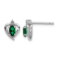 Sterling Silver Rhodium-plated Created Emerald & Diam. Earrings