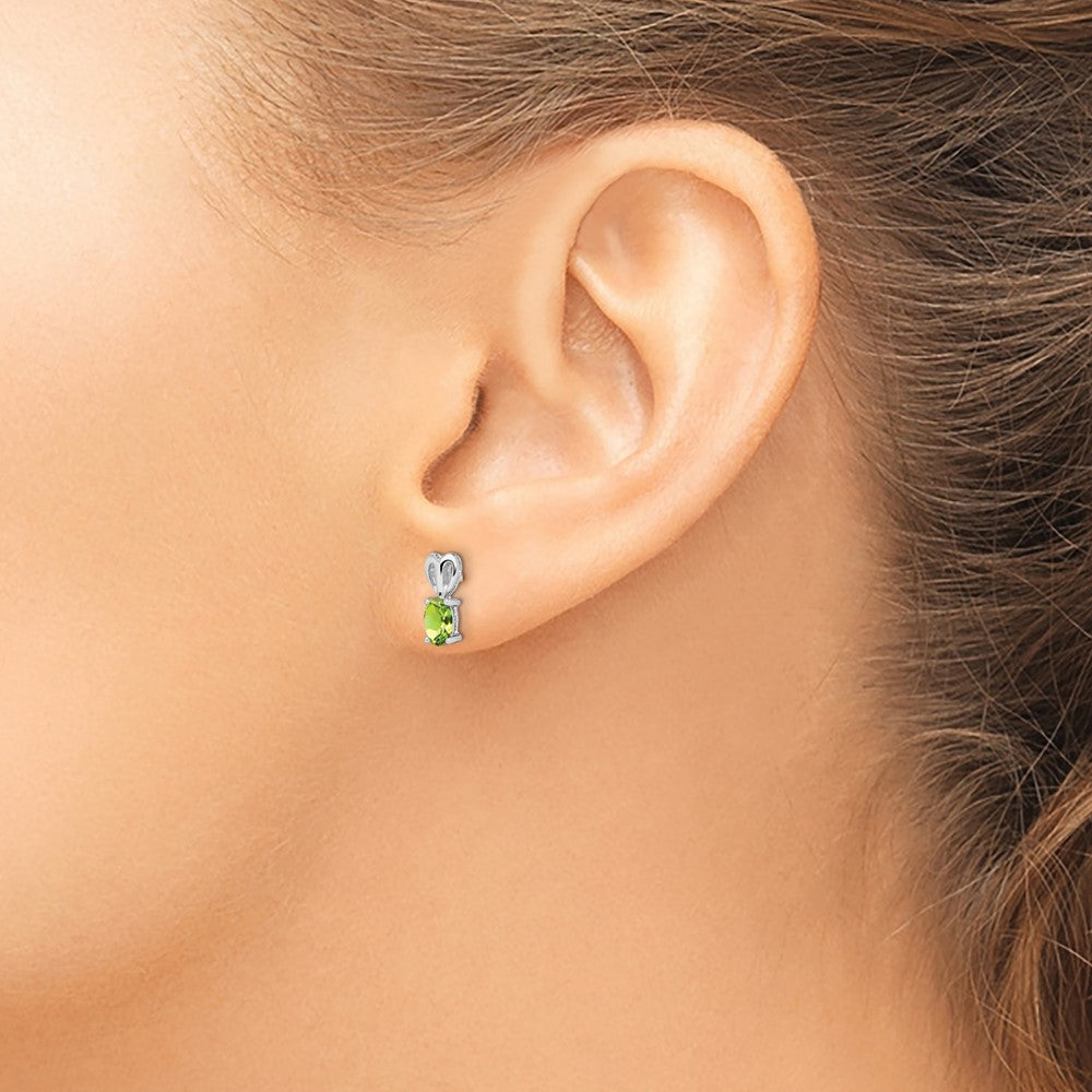 Sterling Silver Rhodium-plated Peridot Earrings