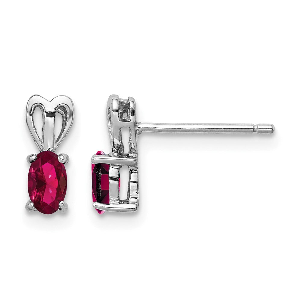 Sterling Silver Rhodium-plated Created Ruby Earrings