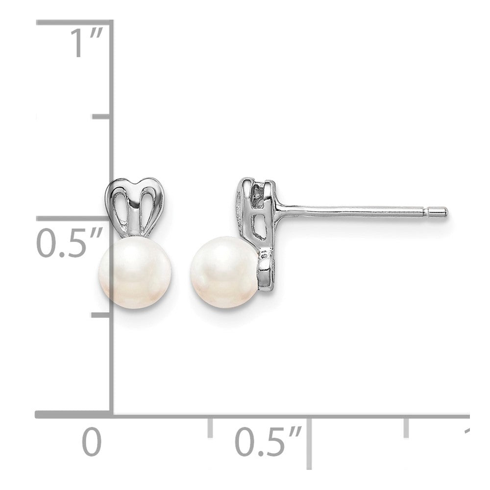 Sterling Silver Rhodium-plated FW Cultured Pearl Earrings
