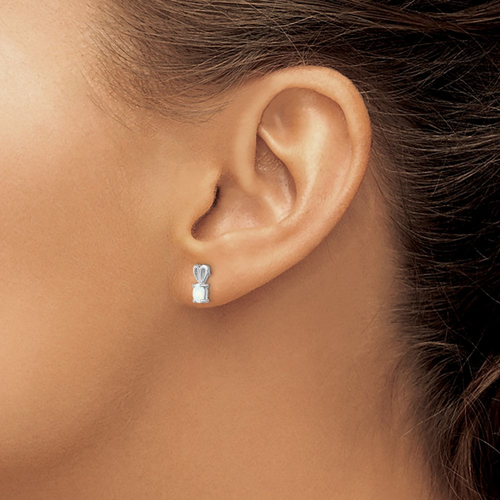 Sterling Silver Rhodium-plated Created Opal Earrings