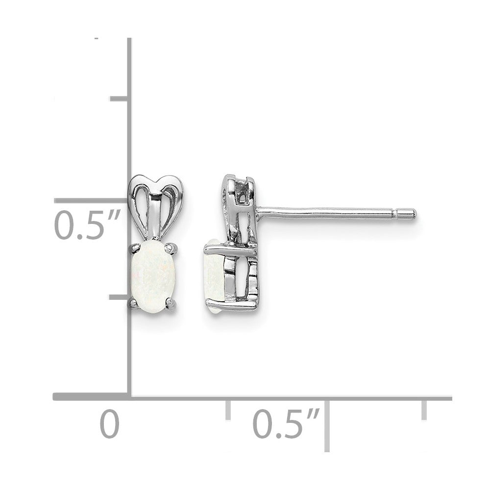 Sterling Silver Rhodium-plated Created Opal Earrings
