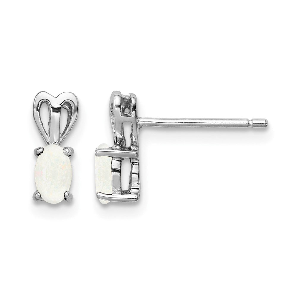 Sterling Silver Rhodium-plated Created Opal Earrings