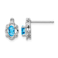 Sterling Silver Rhodium-plated Light Swiss Blue Topaz & Diam. Earrings