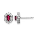 Sterling Silver Rhodium-plated Created Ruby & Diam. Earrings
